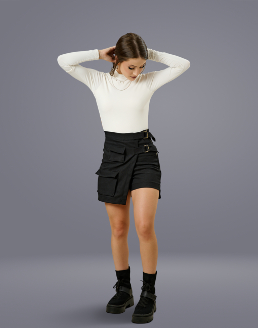 Short saia cargo alfaiataria