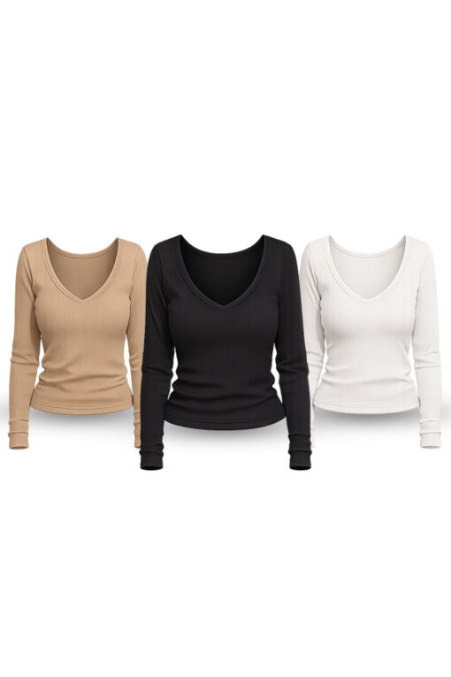 Kit 3 blusas manga longa Comfy